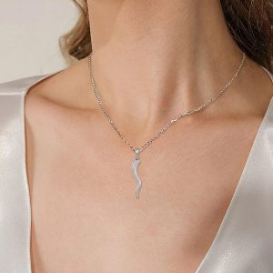 925 Sterling Silver Italian Horn necklace Pendant for Women